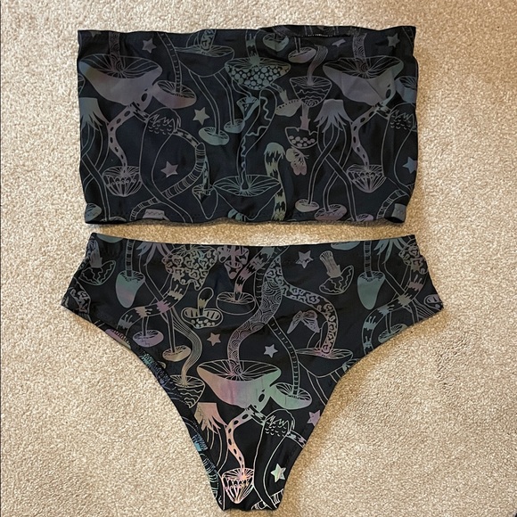 dubluv Other - Stylish Black reflective Patterned Rave set